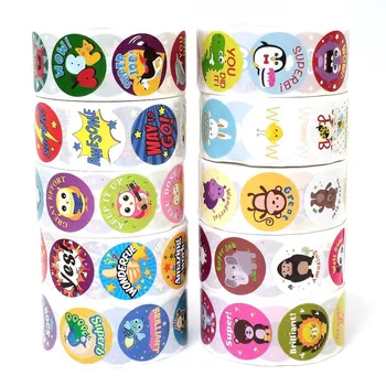 500 stuks/rol Engelse cartoon dierenstickers leraar beloning studenten stickers zelfklevende briefpapierstickers