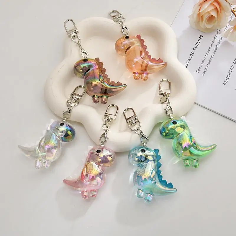 Niedlicher Acryl-Dinosaurier-Schlüsselanhänger, kombiniert mit einer robusten Schnalle, als dekoratives Accessoire für Rucksäcke und Taschen im Alltag, ein schönes Weihnachtsgeschenk. – Detail 1
