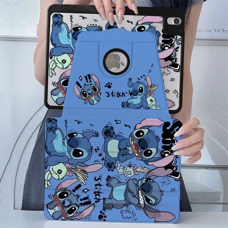

Stitch Ipad Case for A16 11th 2025 Air7 11in Tablet Cases 10th 9th 8th Tri-fold Acrylic Case Mini6 7 Air4 10.9in Rotating Cover