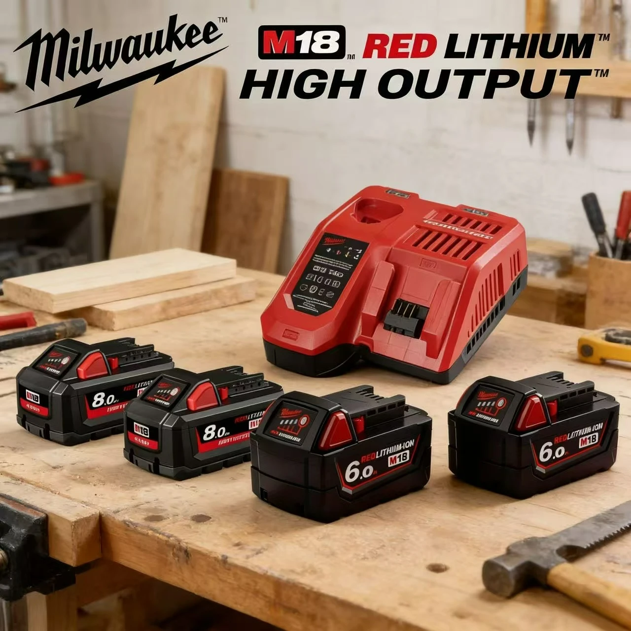 

5Ah 6Ah 8Ah 12Ah Rechargeable Battery for Milwaukee Drill Grinder Saw Cordless Electric Tool Battery Spare Battery