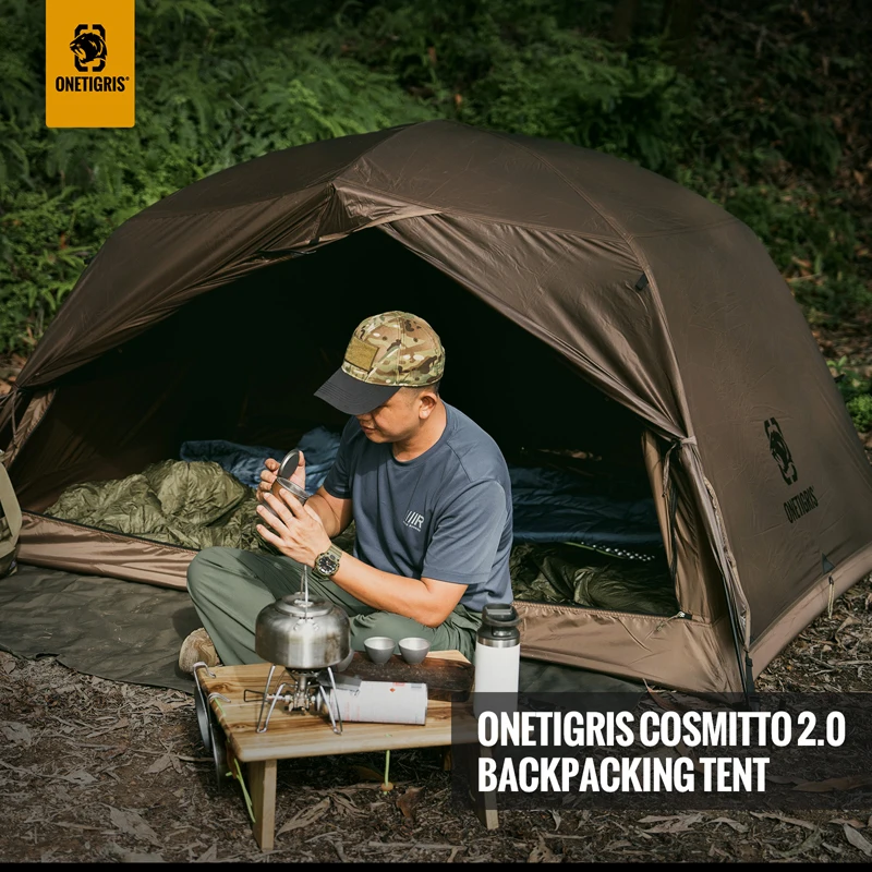 OneTigris-tienda de campaña para 2 personas, carpa de mochilero para 3 estaciones, fácil configuración, instantánea, para senderismo, pesca y