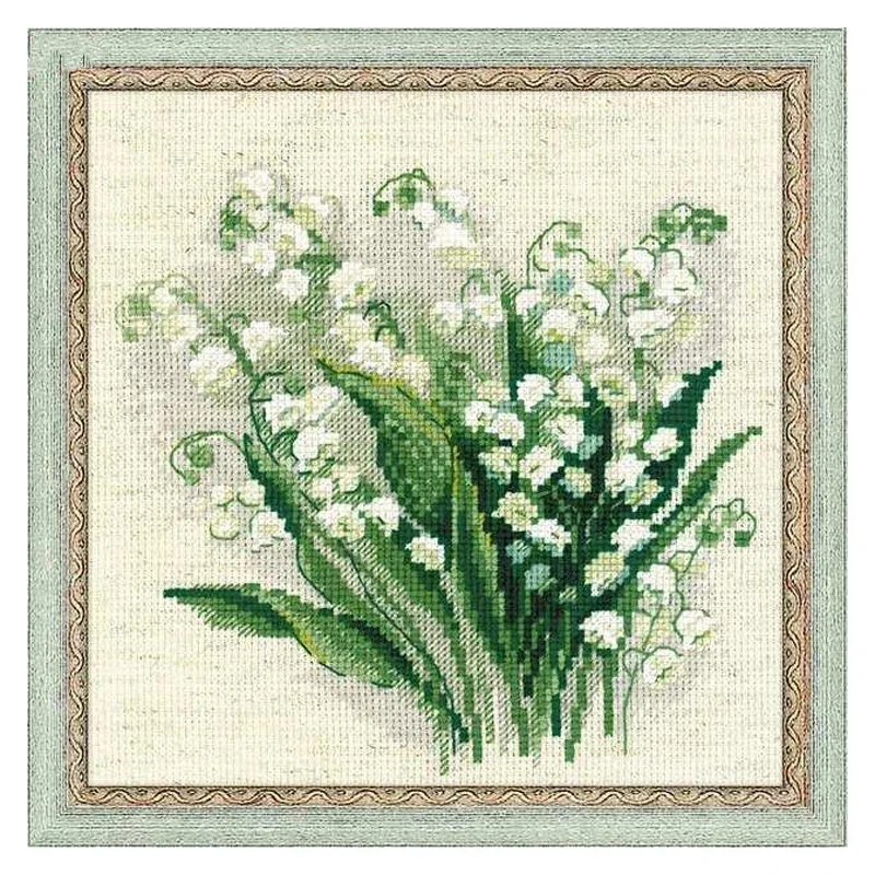 Amishop Counted Cross Stitch Kit, Blue Orchid Flowers, Don't Forget Me , Top Quality, Beautiful, Riolis 1496, 1497