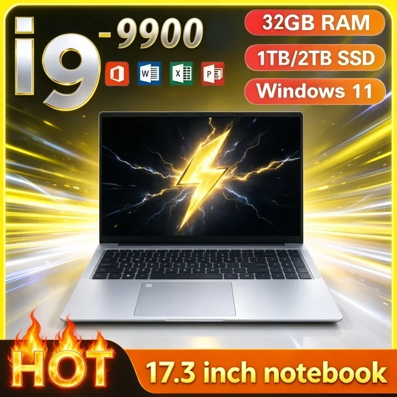 Intel I9-9900 Fingerprint Unlock Laptop 17.3 Inch HD Display 32GB RAM 2TB SSD Windows 11 Notebook For Daily Office & Web Surfing