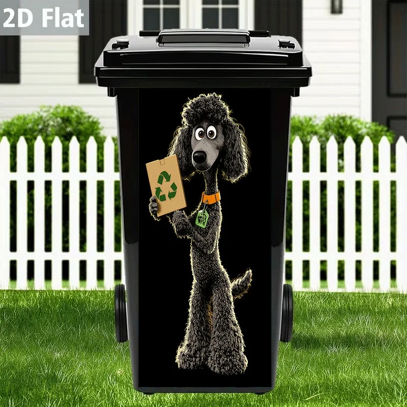 1 piece Creative Cartoon Poodle Recycling Sign Trash Can Sticker (2D)