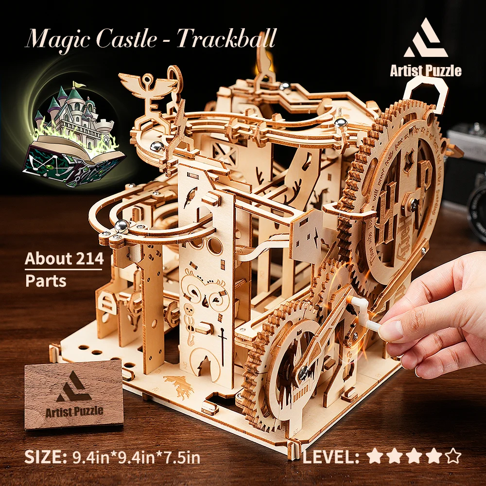 Difficult Wooden Puzzle 3D For Adults Diy Wooden Building Blocks Kit Toys With Wood Marble Run Puzzle Toy Christmas Gift For Kid