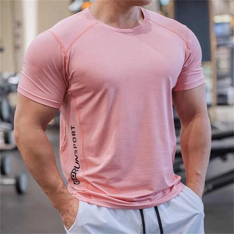 Men\'s Casual Short Sleeve Tops Loose Sports T-shirts Running Fitness Breathable T-shirt O Neck Tees Male Summer Quick-dry Tshirt