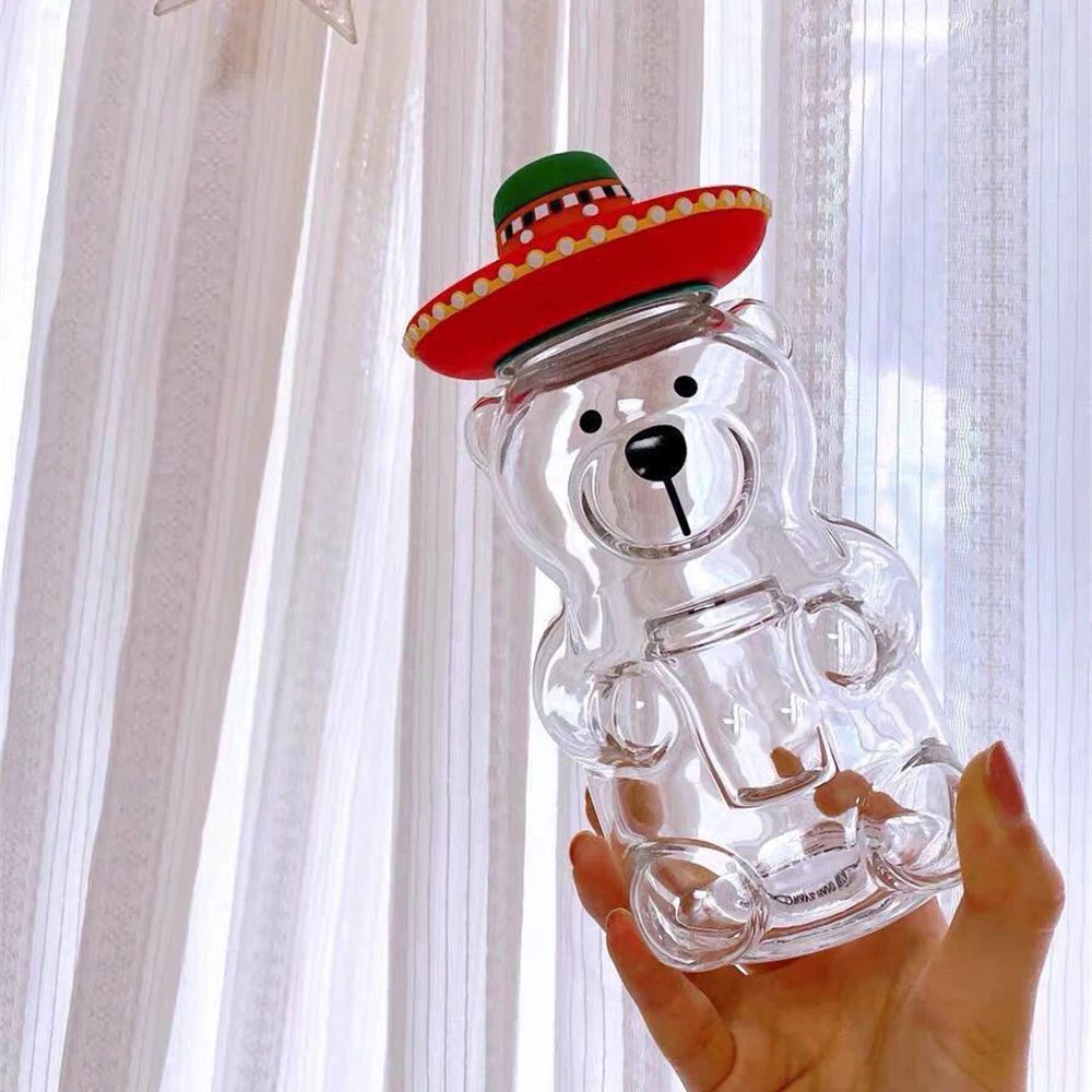 Milk Cup Unique Design Lovely Appearance Durable There Must Be Reusable Demand Cute Bear Glass Glass Water Cup Multi-function