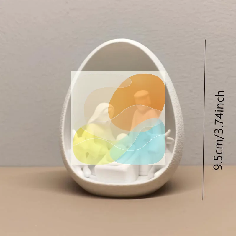 Nativity Scene Holy Family Egg Shaped Resin Statue Mini Size Christmas Tabletop Decor for Small Apartment Home