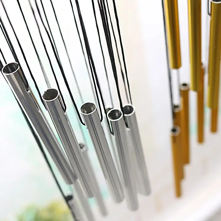 New 12 Tubes Aluminum Alloy Wind Chimes With Hook Gold Silver Bells For Outdoor Home Wedding Party Memorial Decoration Gifts