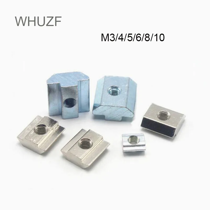 WHUZF M3 M4 M5 M6 M8 M10 T Block Square Nuts T-Track Sliding Hammer Nut for Fastener Aluminum Profile 2020 3030 4040 4545