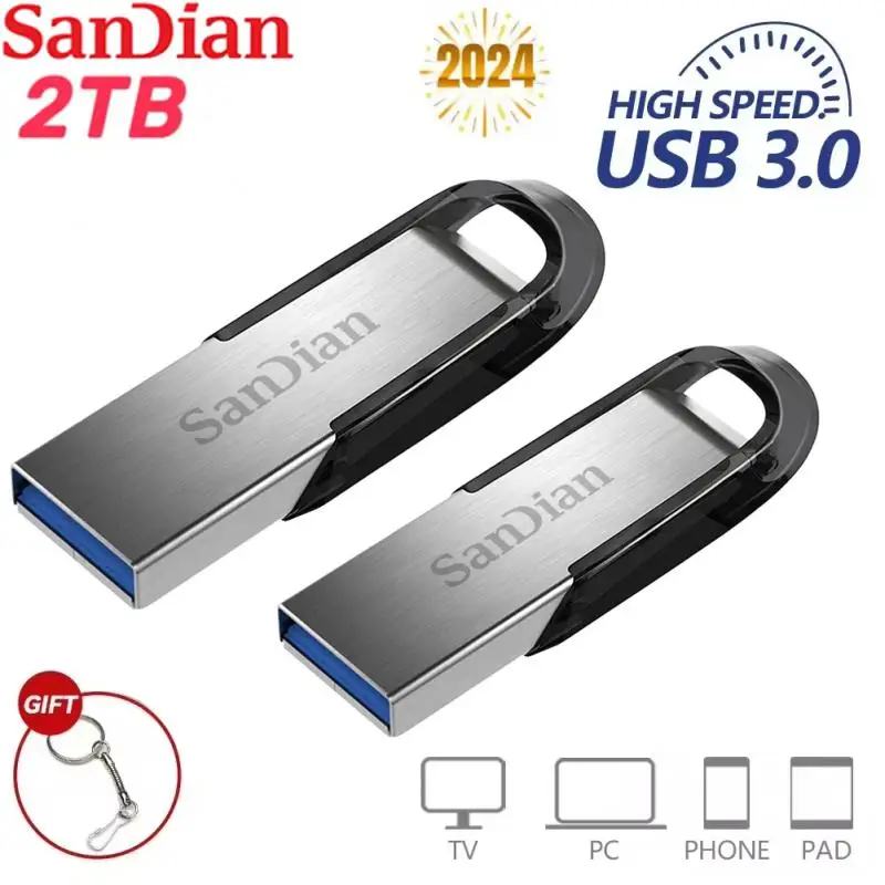 2TB USB 3.0 Pen Drive USB3.0 Flash Drives Mini Pendrive 1TB 512GB Cle USB Memory Stick 256GBNEW U Disk For TV PC Computer Gaming