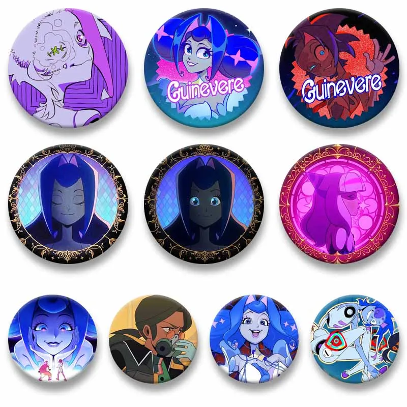 

Cartoon The Knights of Guinevere Round Badge for Backpack Hat Shoes Accessories Anime Figure Lapel Pin Jewelry Brooch Toys Gift