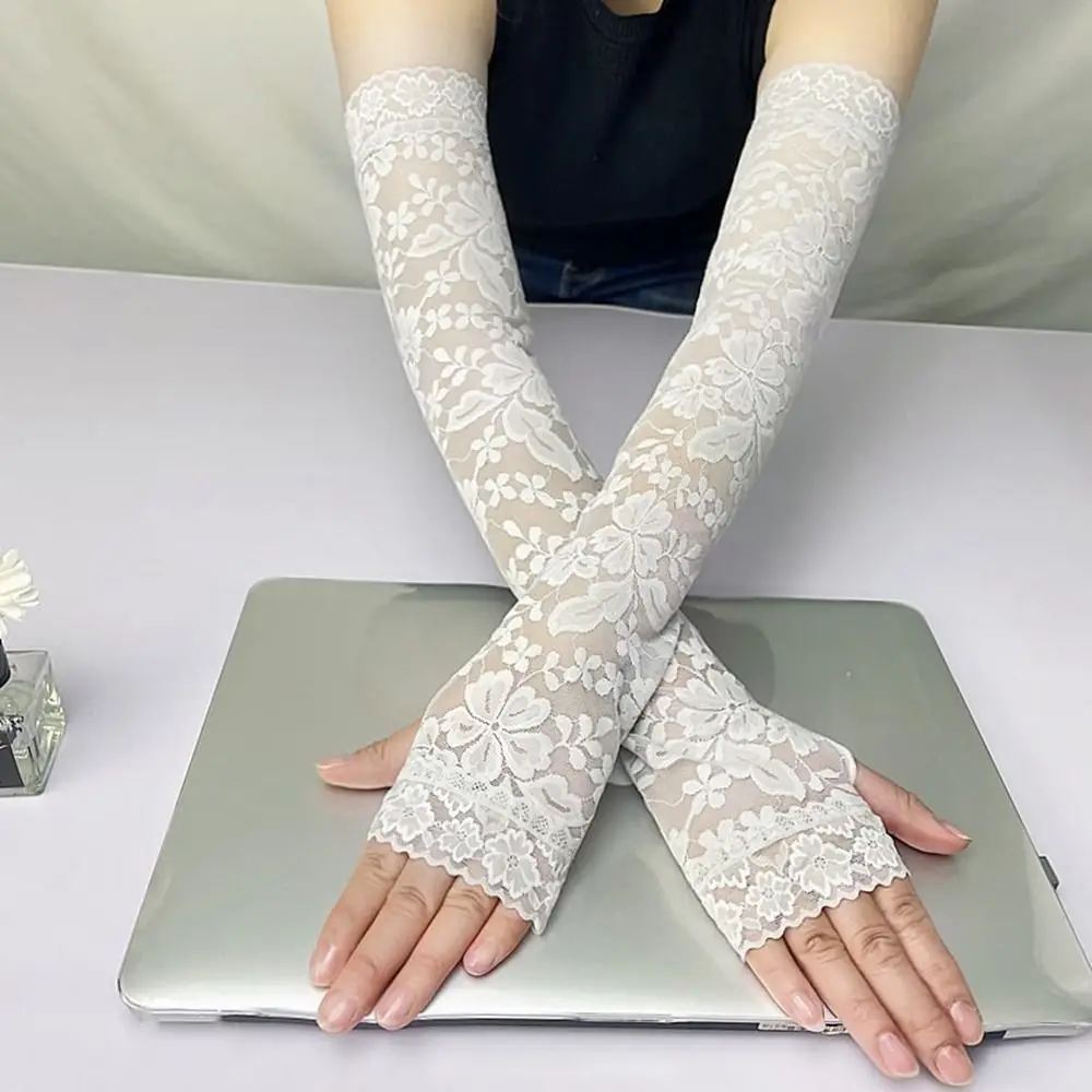 

Sport Sun Protection gloves Long-sleeved Glove Driving Gloves Lace Arm Warmers Ice Silk Sleeves Mesh Sun Protection Cover
