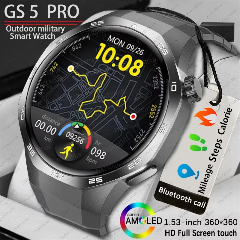 

2026 New Sports Watch 5 Pro GPS Track Smart Watches Men 1.53"AMOLED Full Touch Screen Waterproof Bluetooth Talk Smart Bracelet