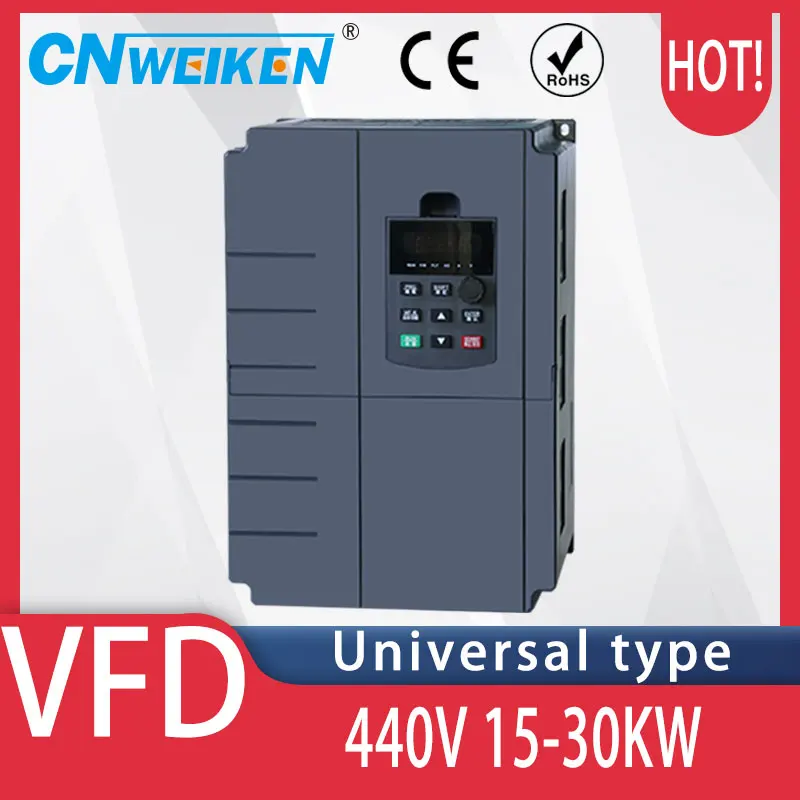 440V VFD 15KW/18.5KW/22KW/30KW/37KW/45KW/55KW Frequency Inverter AC440V 3-phase input output For Motor Frequency Converter