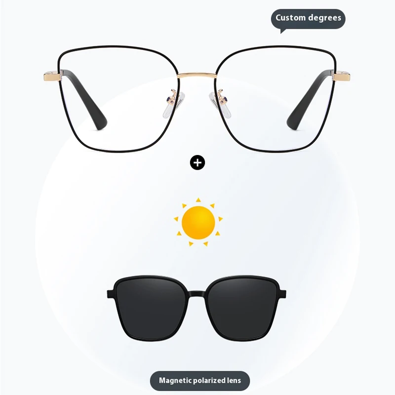 KIZN спортивные солнцезащитные очки для близорукости с бабочкой, оправа 2 в 1, женская модная оправа с магнитным зажимом, поляризационные очки по индивидуальному заказу, очки по рецепту-0,50