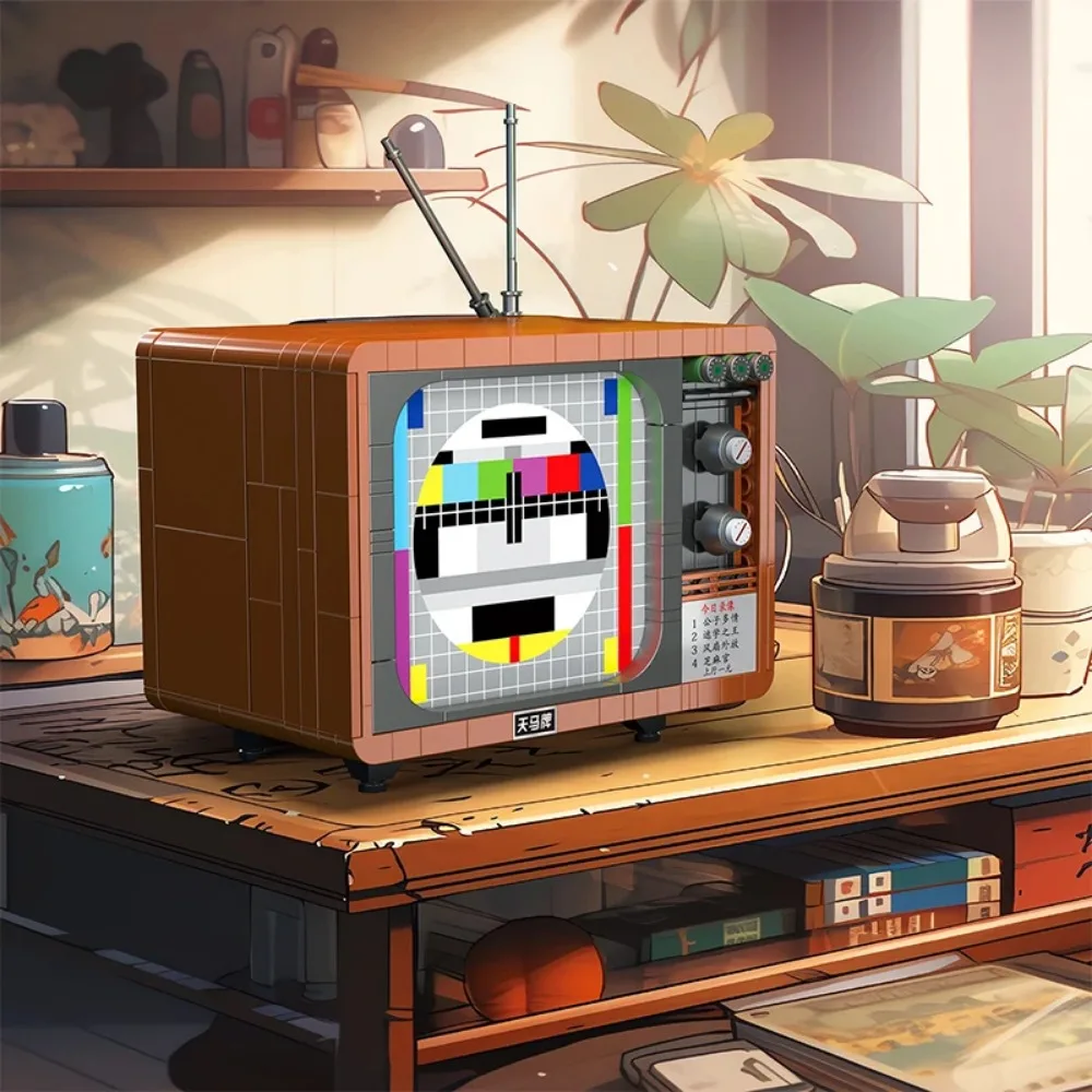 Building Blocks Retro TV Refrigerator Nostalgic Objects Home Appliances Assembly Bricks Toy Decoration Children Christmas Gift