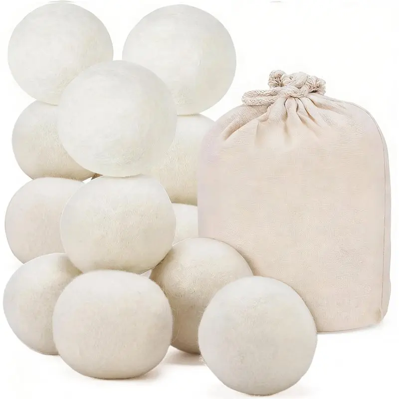 

AB33-Wrinkle Reducing 12 Pack Natural Wool Dryer Balls, Reusable Fabric Softener, Drying Time Saving Laundry Balls
