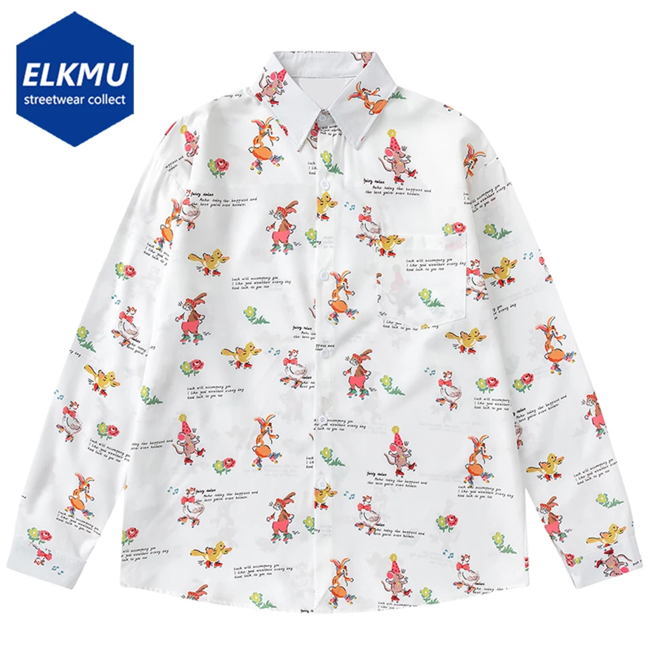 

Рубашки с рисунком мультфильмов, повседневные свободные рубашки с длинными рукавами, блузка на пуговицах, японские рубашки большого размера в стиле Харадзюку