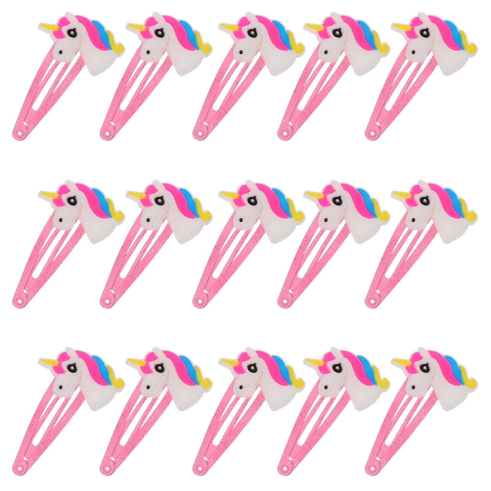 

15pcs Unicorn Hairpin Soft Rubber Bow Hair Clip Set Premium Material Decorative Accessories for Girls Hairstyle DIY Party