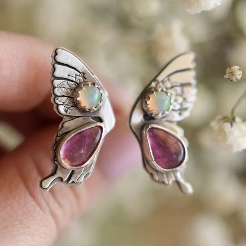 Vintage-Ring für Damen in silberner Farbe mit Schmetterlingsmuster, personalisierter ethnischer Stil, Urlaubsparty-Accessoires, Schmuck, Geschenke