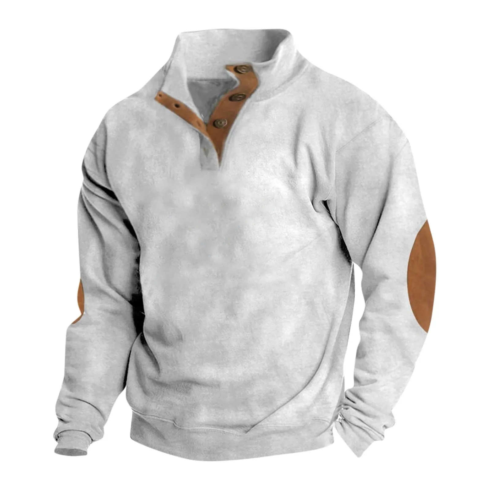 

Men's Outdoor Casual Sweatshirt Button Stand Collar Loose Top Color Block Sports Sweatshirt Pullover Sweatshirt S-3xl