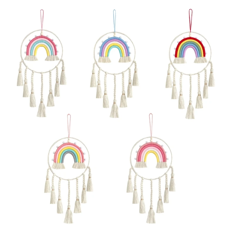 

Dormitory Wall Window Handwoven Tassels Rainbow Tapestry Hangable Pendant T21C