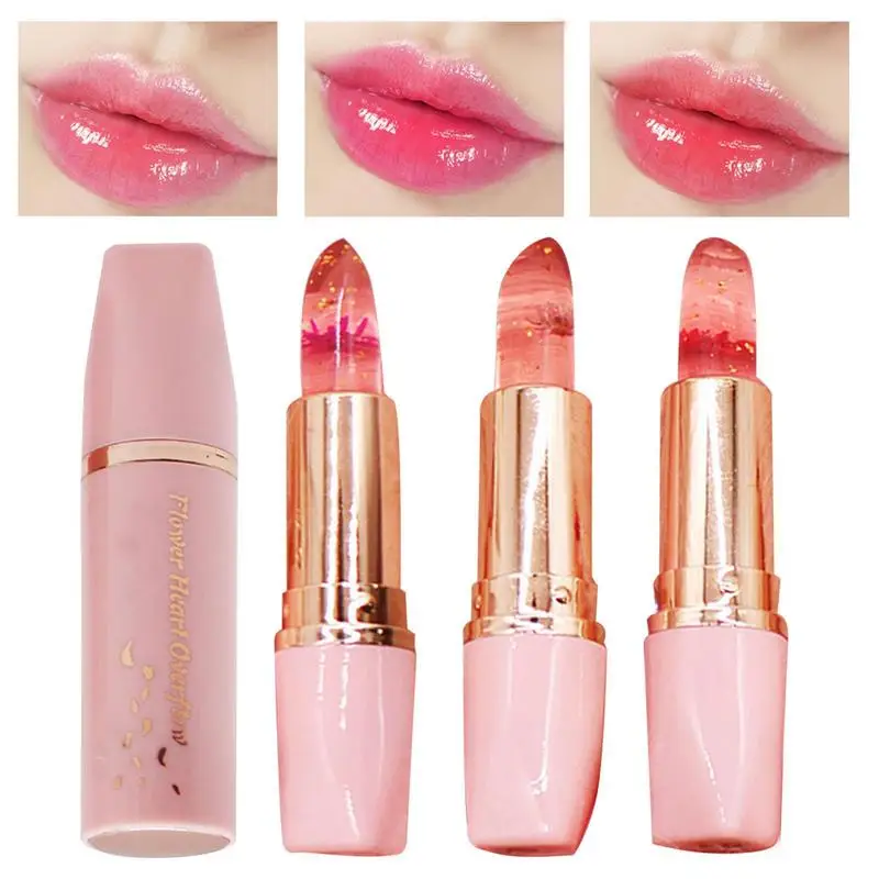 

Color Mood Changing Lip Balm 3 Color Transparent Flower Lipstick Long Lasting Moisturizing Makeup Cosmetics For Women