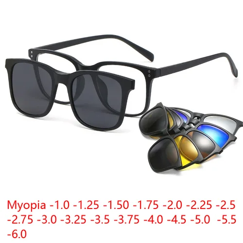 Gafas de sol magnéticas con Clip, gafas graduadas cuadradas para miopía-0,5 a-10, gafas de doble uso para hombres y mujeres, gafas para miopía