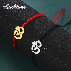 Lucktune OM Yoga Chakra Charms Bracelets Stainless Steel Buddhism Hindu Amulet Adjustable Bracelet for Women Men Jewelry Gift