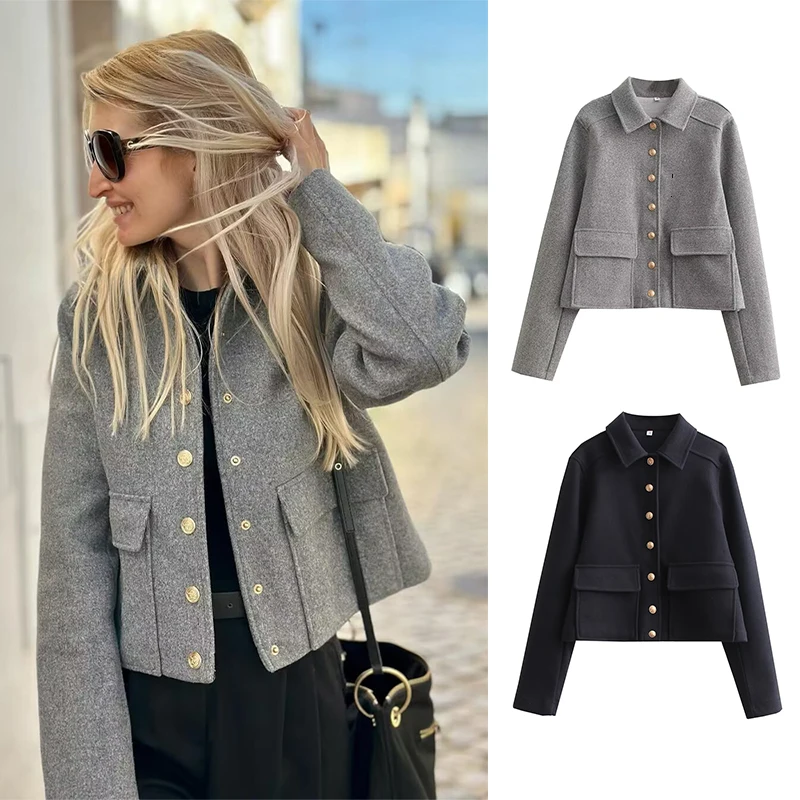 SLTNX Elegant Women’s Jacket with Long Sleeves, Buttoned Pockets – Fashionable and Casual Office Wear for Spring/Summer 2026