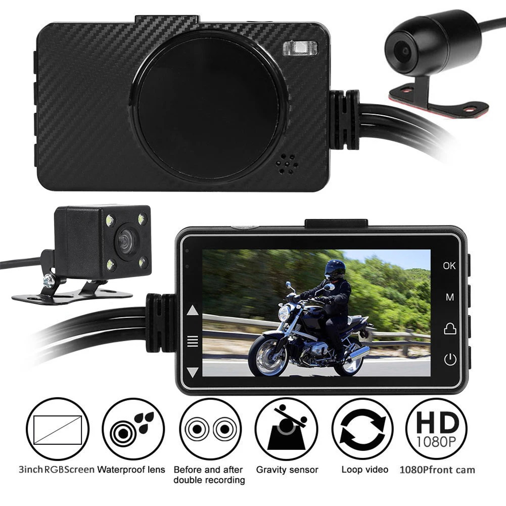 SE300 Front+Rear View Dual Camera Motorcycle DVR Dash Cam Digital Video Recorder