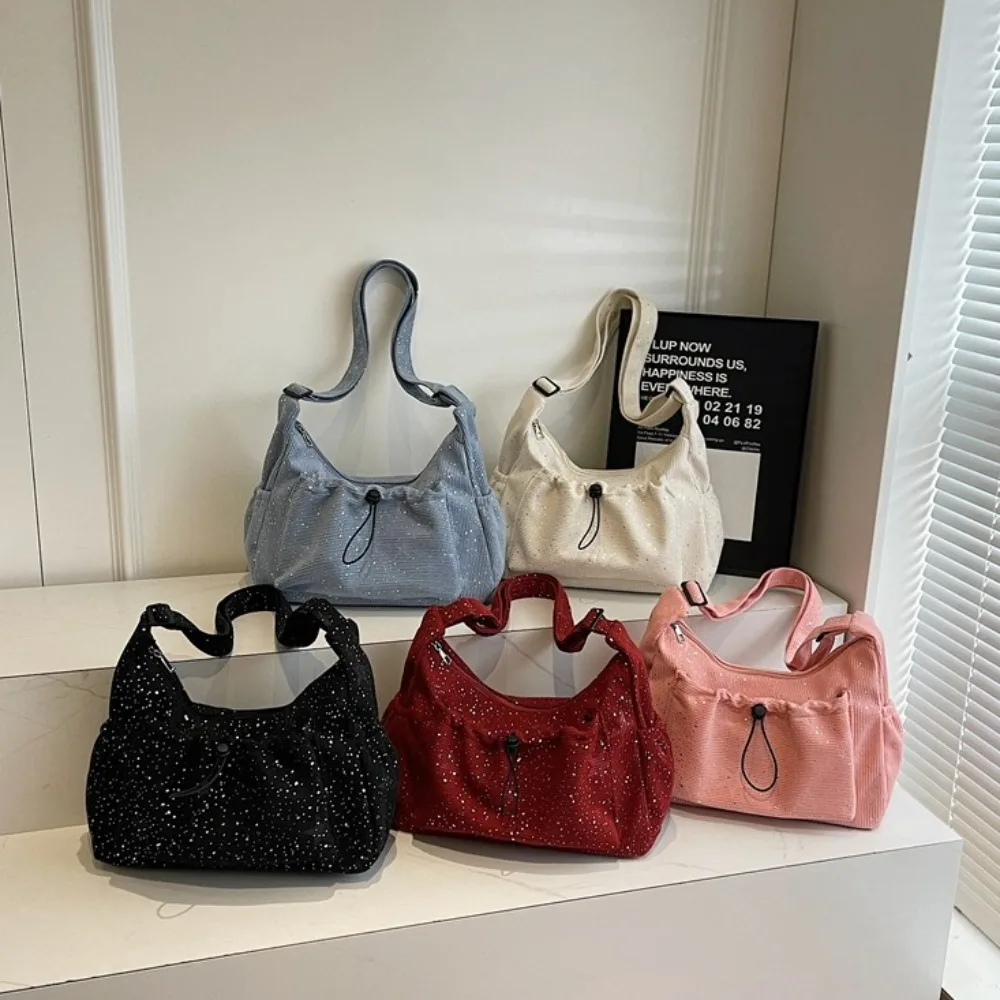 

Portable Soft Square Shoulder Bag Casual Korean Style Commuting Tote Bag All-match Corduroy Sports Crossbody Bag Outdoor