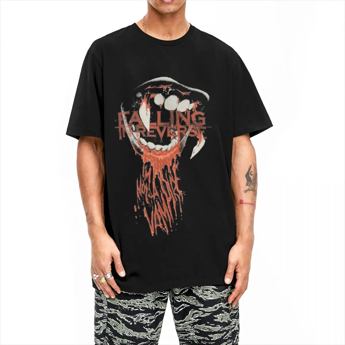 Streetwear T-Shirt Falling In Reverse Rock Band 100% Cotton T Shirts Metal Music Trendy Cool Tee Shirt for Adult Summer Top Tees