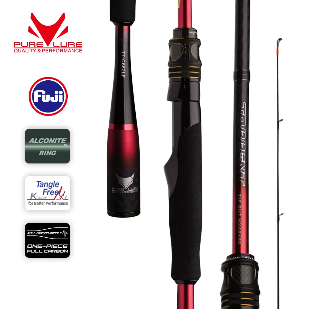 PURELURE Red TORRENT – Caña lubina carbono Toray con anillas Fuji