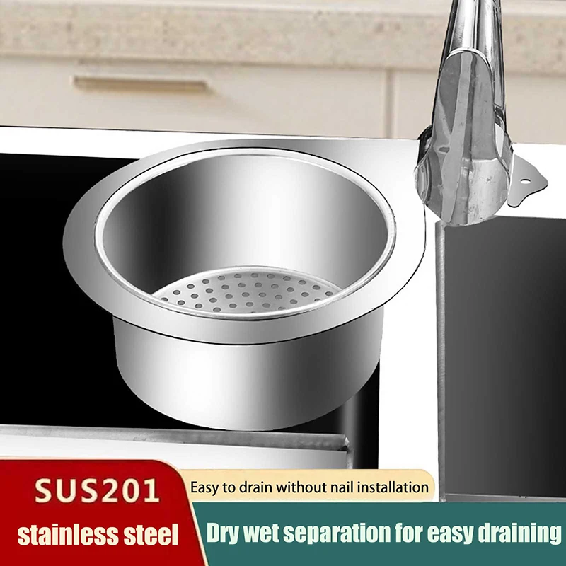 Swan Shape Filter Kitchen Tools Sink Drain Water Basket Multifunctional No Punching Stainless Steel Hanging Basket Storage Shelf