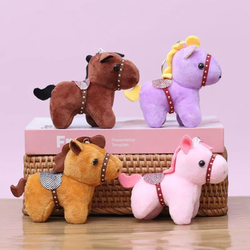 Xm1Pcs 12cm jouet mignon poney poupée sac à dos ornements pendentif enfants jouet chevaux en peluche décor suspendu ​ ​ Porte-clés cheval en peluche