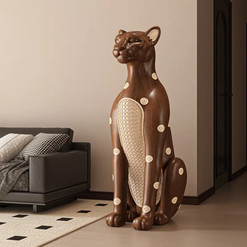 Kreative Wohnkultur Leopard Skulptur Moderne Wohnzimmer Büro Große Boden Dekor Statue Harz Handwerk Tier Figur Modell Geschenk
