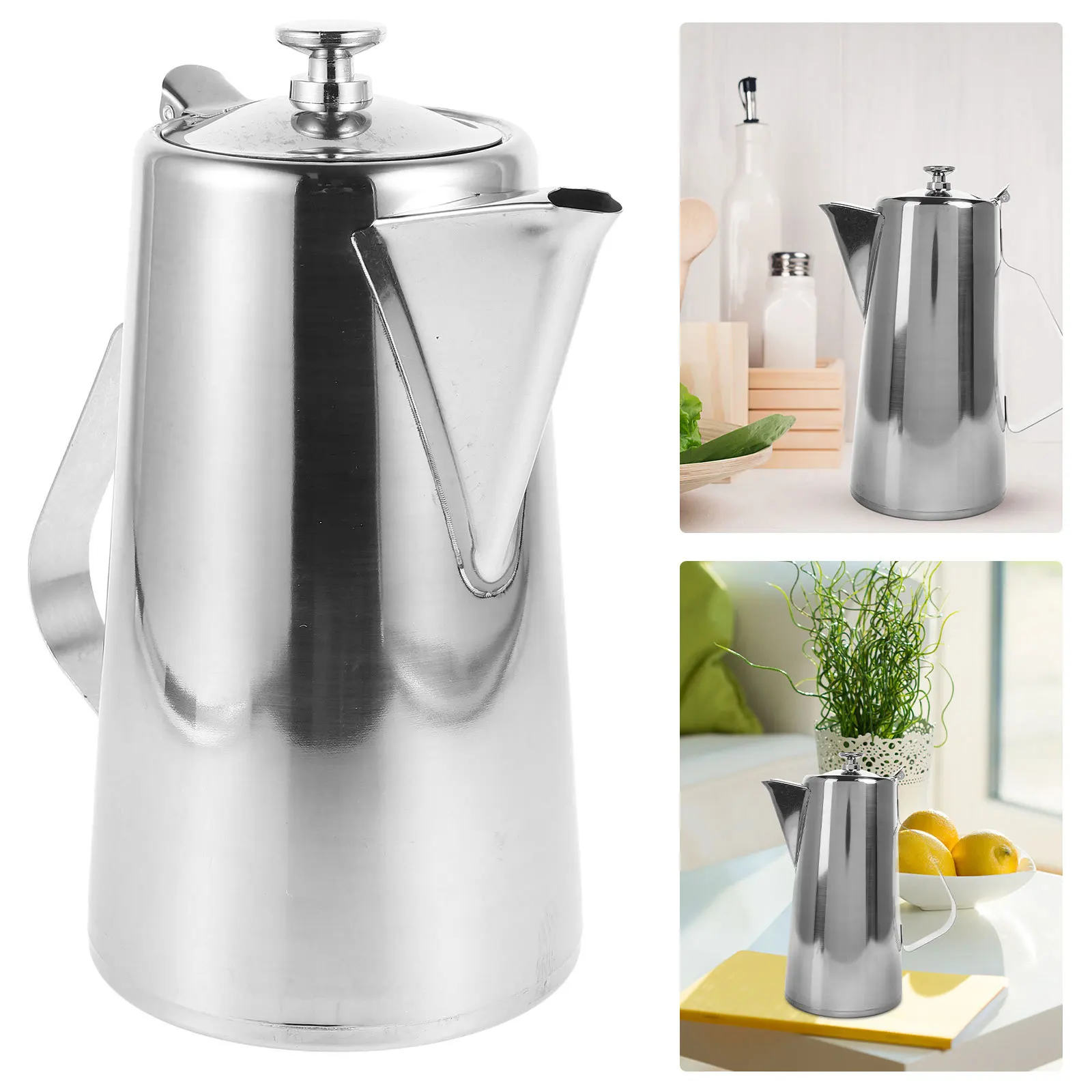 

Stainless Steel Cold Water Pitcher 2L Large Capacity Leak-Proof Lid For Tea Juice Iced Drinks Home Office Restaurant Metal