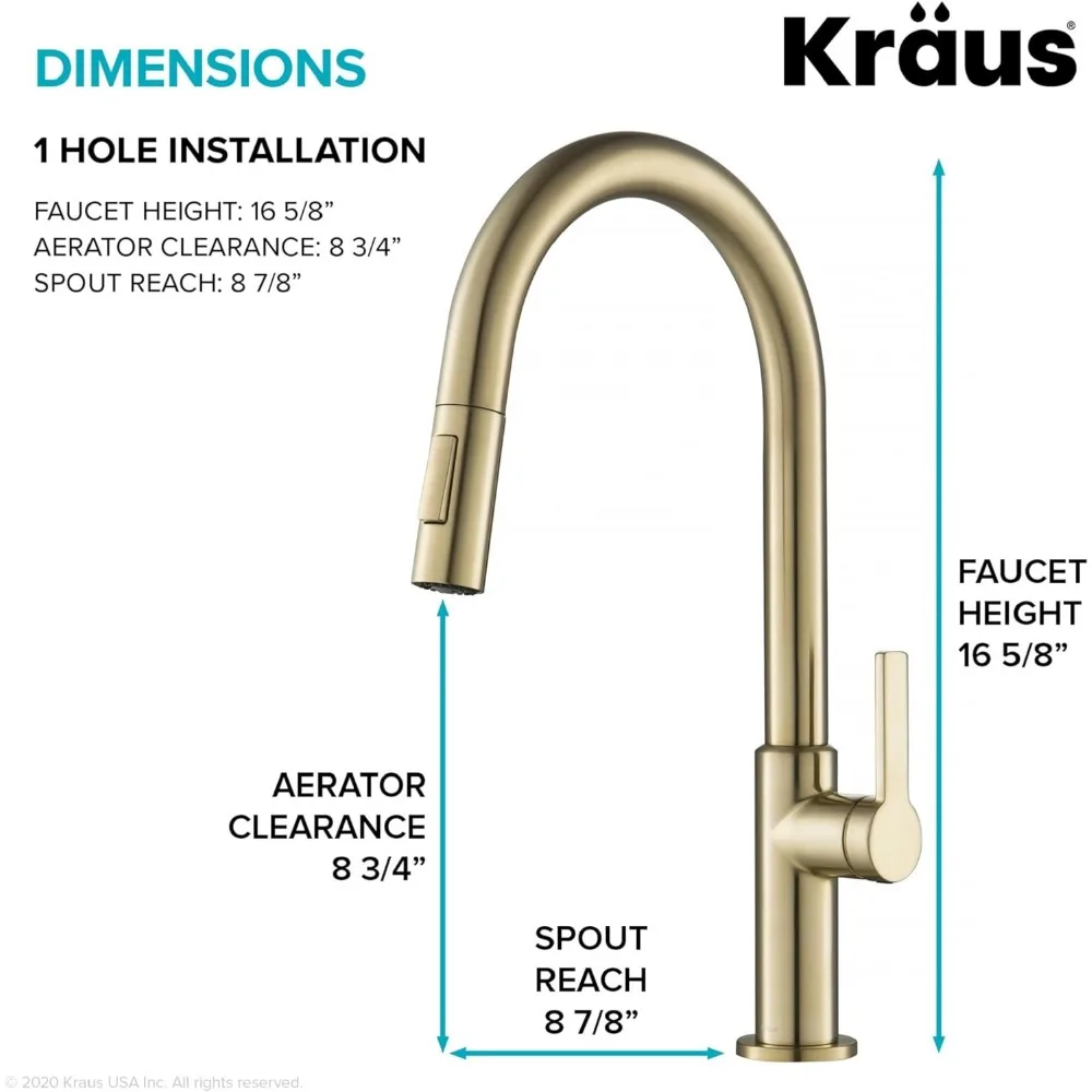 Kraus Oletto Single Lever Pull-Down Kitchen Faucet in Spotless Antique Champagne Bronze, Model KPF-2820SFACB