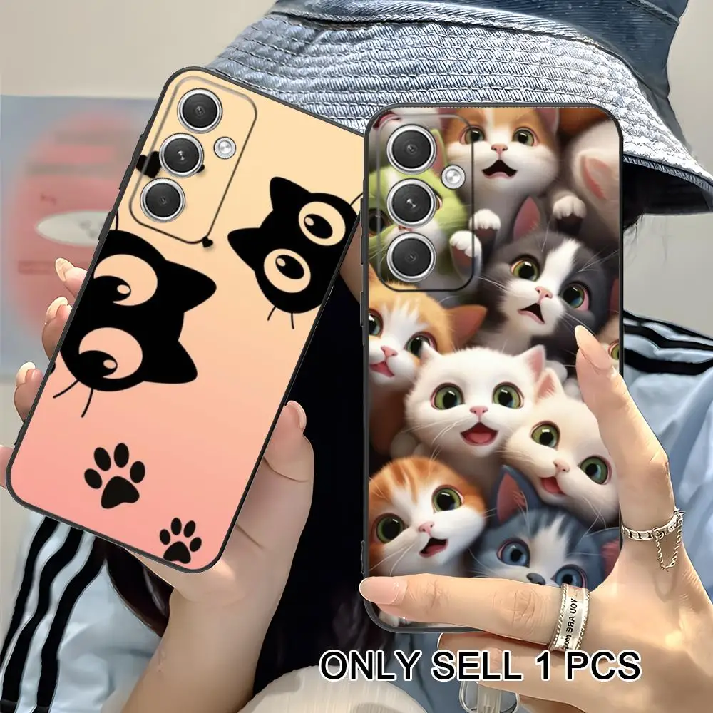 Cute Kitten Cat Phone Case for Samsung Galaxy S26 S25 S24 S23 S22 S21 S20 Note20 Plus FE Ultra Soft TPU Shockproof Cover