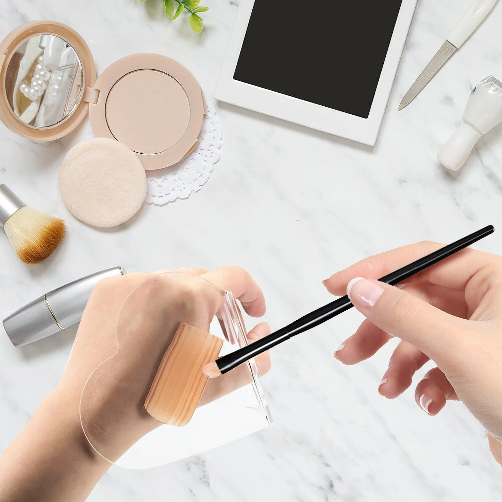 2 قطعة لوحات مكياج أكريليك شفافة لخلط الألوان خفيفة الوزن محمولة باليد أداة تجميل مانيكير لوحة فنية #1