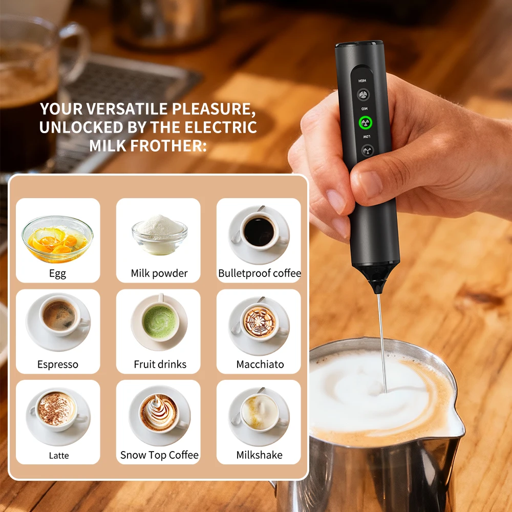 3 in 1 Electric Handheld Milk Frother 3 Adjustable Speeds Mini Hand Mixer Detachable Stainless Steel Whisk Home Kitchen Use Tool
