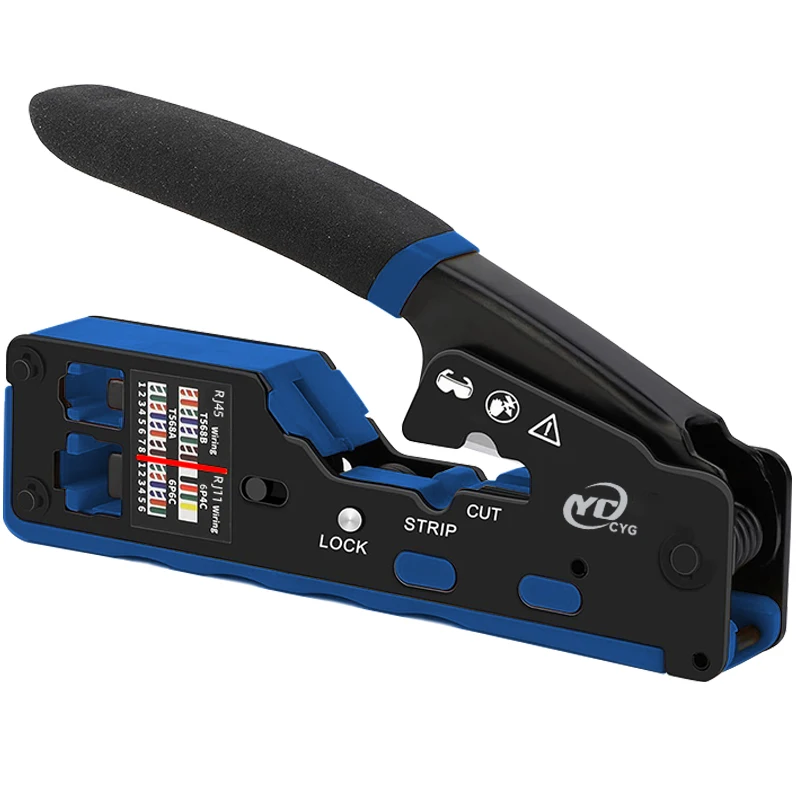Zestaw narzędzi do zaciskania RJ45, narzędzie do zaciskania przelotowego Cat6 do złączy Cat5, Cat5e, Cat6 8P8C, uniwersalny zaciskacz Ethernet — zdjęcie produktu 6