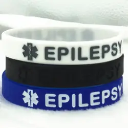 1pc/3pcs Epilepsy Allergy medical alert rubber bracelet silicone wristband