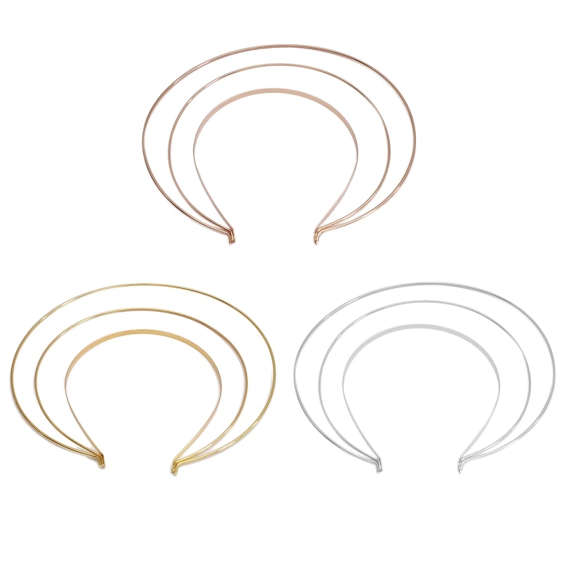 Gold Silver Head Band Metal Hairwear Hair Bands Blank Base Setting for Women Wedding Jewelry Making Components DIY