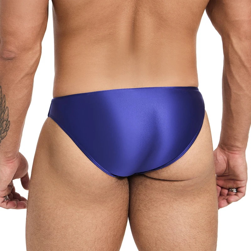 satin sexy mens swimming briefs glossy underpants oily Yoga sports running Leisure underwear shinny low-waisted briefs