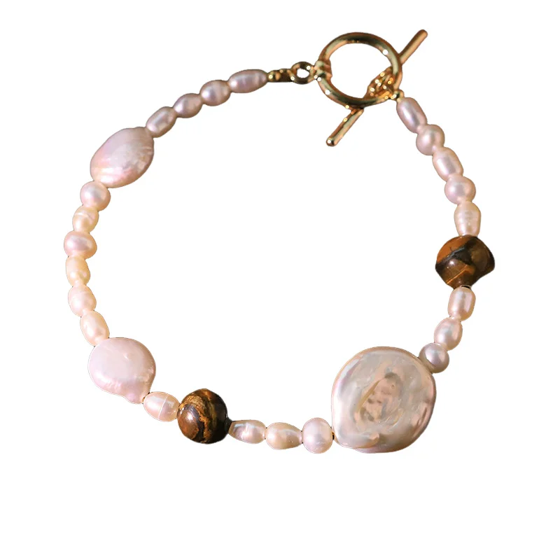 

Оригинальный браслет с натуральным пресноводным жемчугом «Тигровый глаз» для женщин, очаровательные роскошные универсальные браслеты, браслет из бисера, ювелирные изделия, подарки