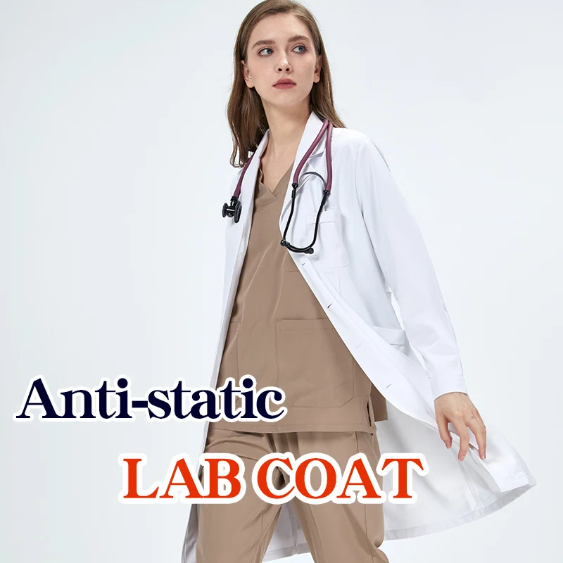 

Unisex Hospital Surgeon Clothes Clinic Nursing Uniform Health service Workwear Lab Coat for Student Polyester Doctor Uniform 706