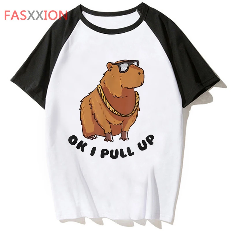 Maglietta capibara Streetwear Hop maglietta divertente da uomo Top Harajuku Hip Tee per T-Shirt abbigliamento maschile